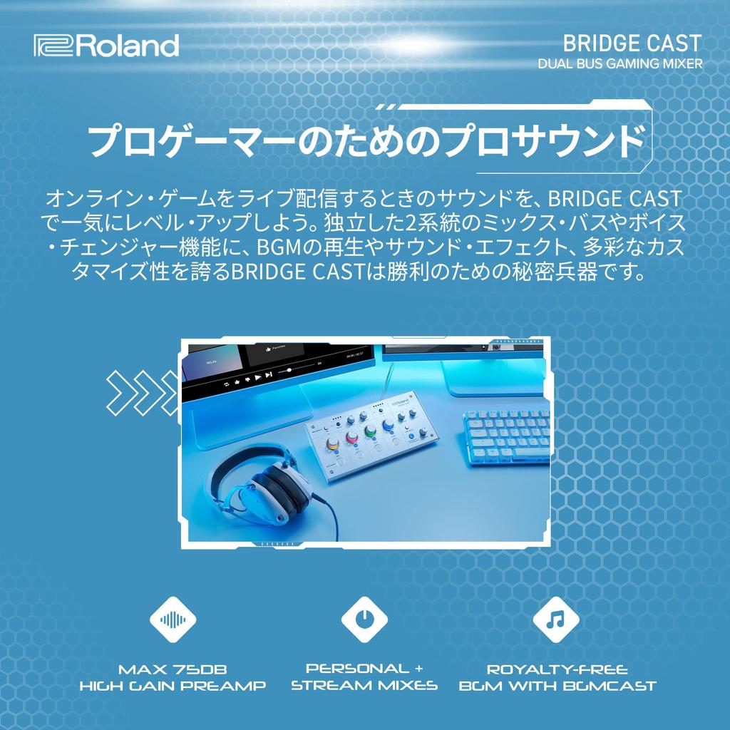 Roland Bridge Cast Gaming DAC Amp Audio Interface Streaming Mixer Ice White