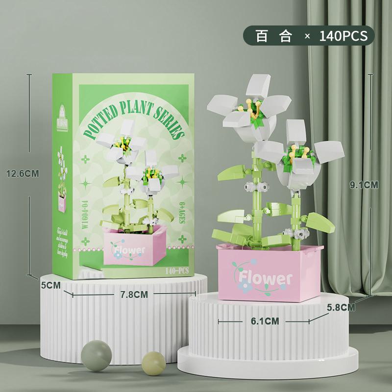 Flower Bouquet Mini Particle Building Blocks Flower Kit 3D DIY Creative Plants Micro Bricks for Home Decor Girl Gift Adults Kids