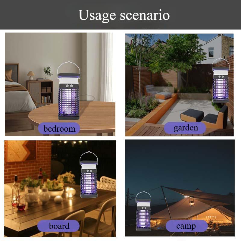 Lampă anti-țânțari cu energie solară, lampă UV, capcană pentru muște cu lumină violetă, lampă anti-țânțari cu șoc electric cu încărcare externă
