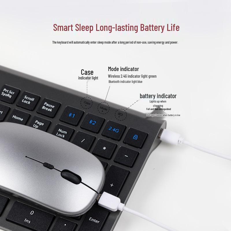 Bluetooth Wireless Keyboard & Mouse Set: Portable, Dual-Mode, for Laptop/Tablet/Office Use
