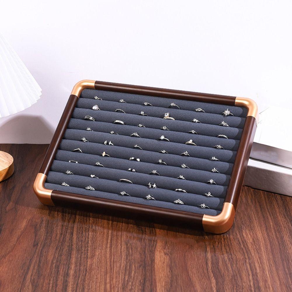 Velvet Jewelry Organizer Large Capacity Jewelry Display Holder Wooden Jewelry Tray  Jewelry Display
