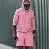 Men's Fleece Hoodie Shorts Two-piece Loose Solid Color Casual Sports Men's Suit