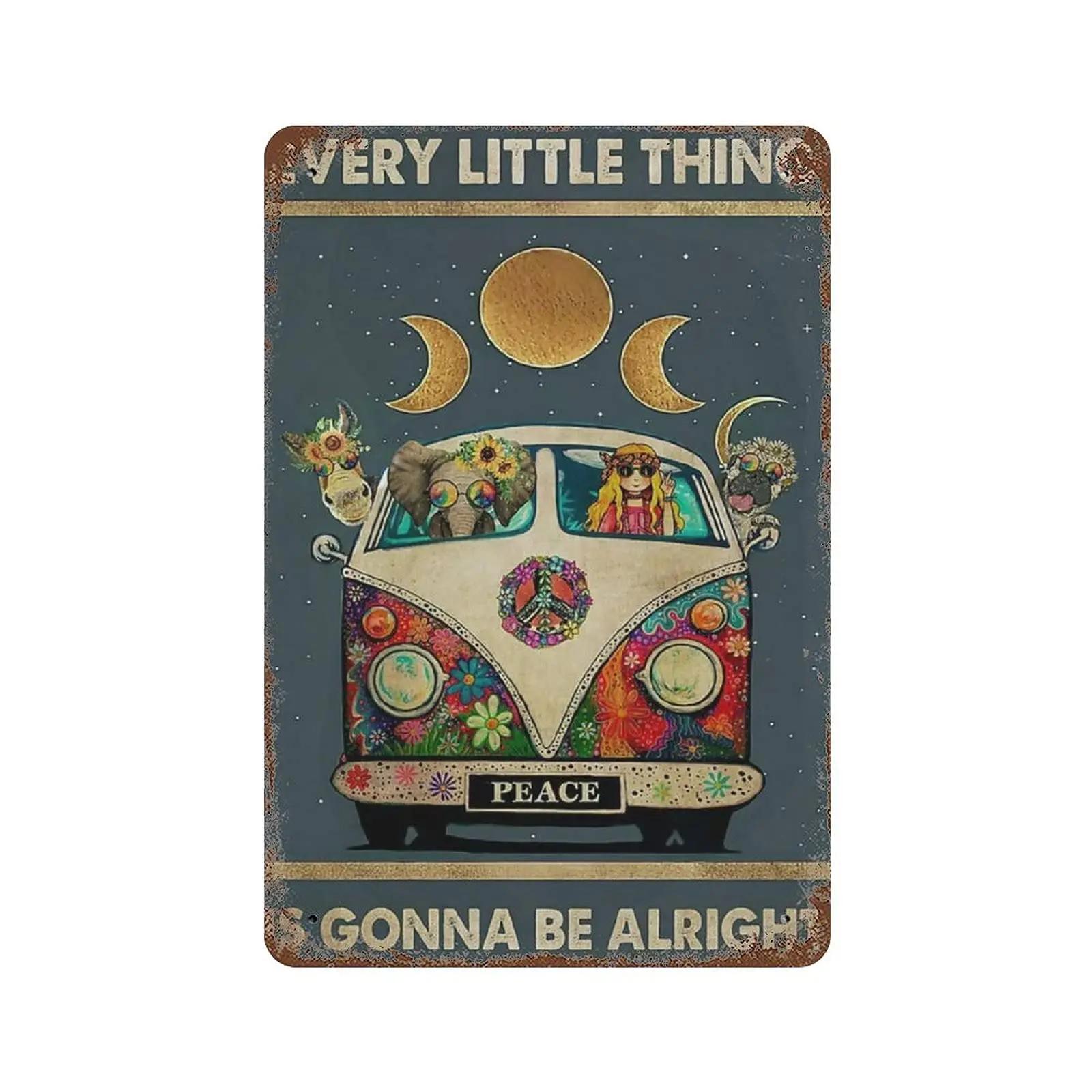 

Vintage Metal Tin Sign PlaqueHippie Every Little Thing is Gonna Be Alright Tin SignMan cave Pub Club Cafe Home Decor Plate 20x30cm（7.8x11.8inch）