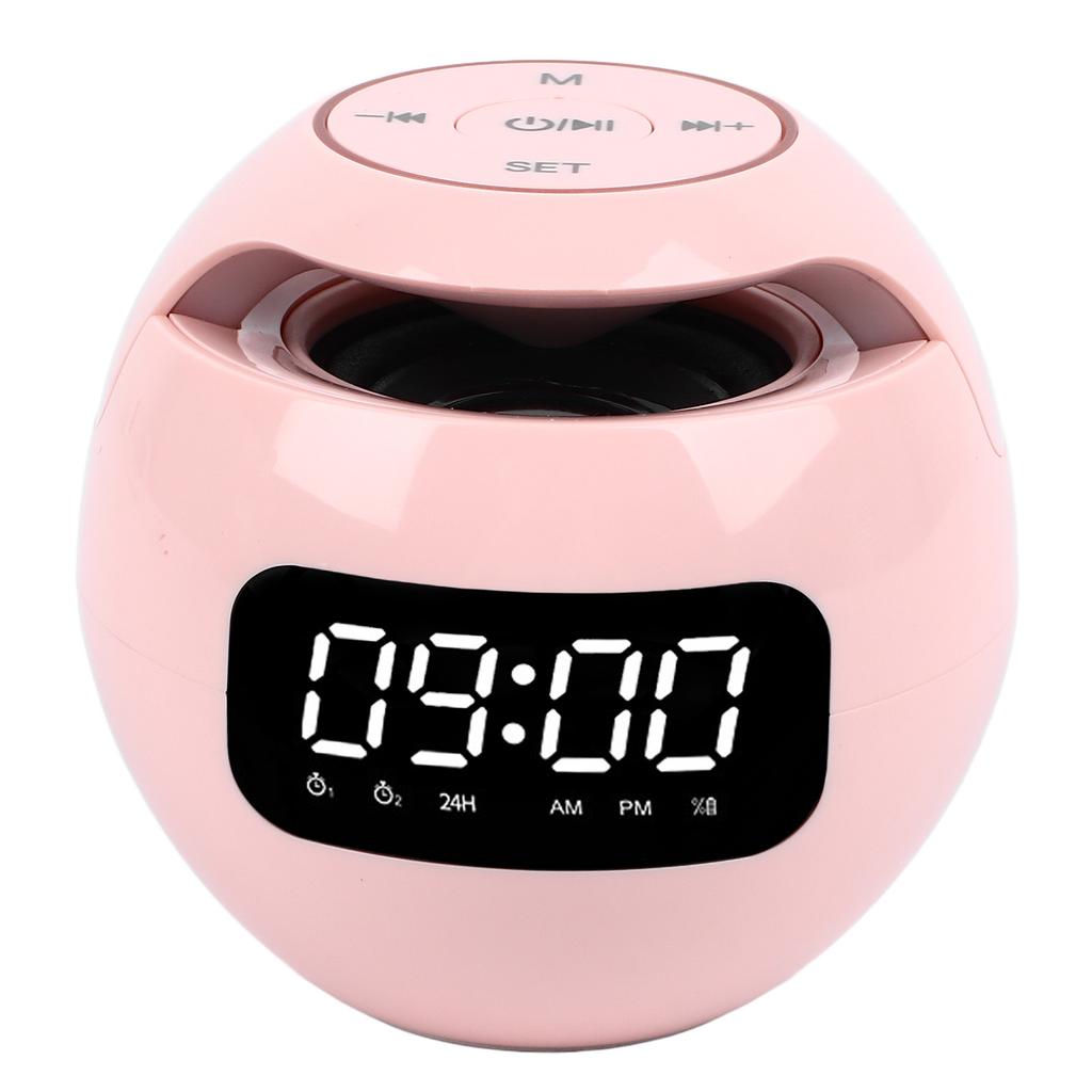Bluetooth Clock Speaker Round Small Support Memory Card Wireless Alarm Clock Speaker with Radio Night Light
