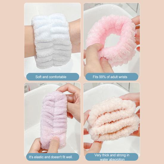 2Pcs Face Wash Wristbands Super Soft Highly Absorbent Elastic Allergy Free Quick Dry Coral Velvet Makeup Wrist Wraps Washing Face Wristbands Home