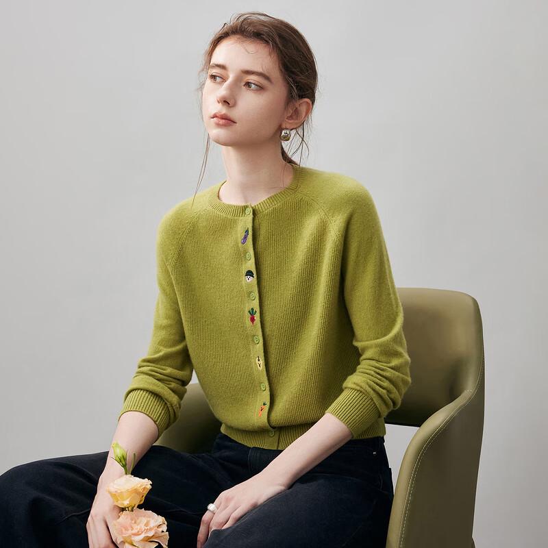 Komom Boka Women's Round Neck Cashmere Cardigan Sweater