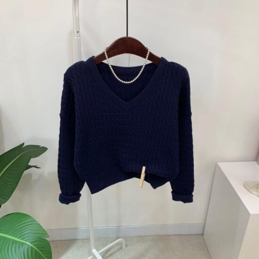C S In The Room Women Cable V neCk Cropped Knit 4 ColorS