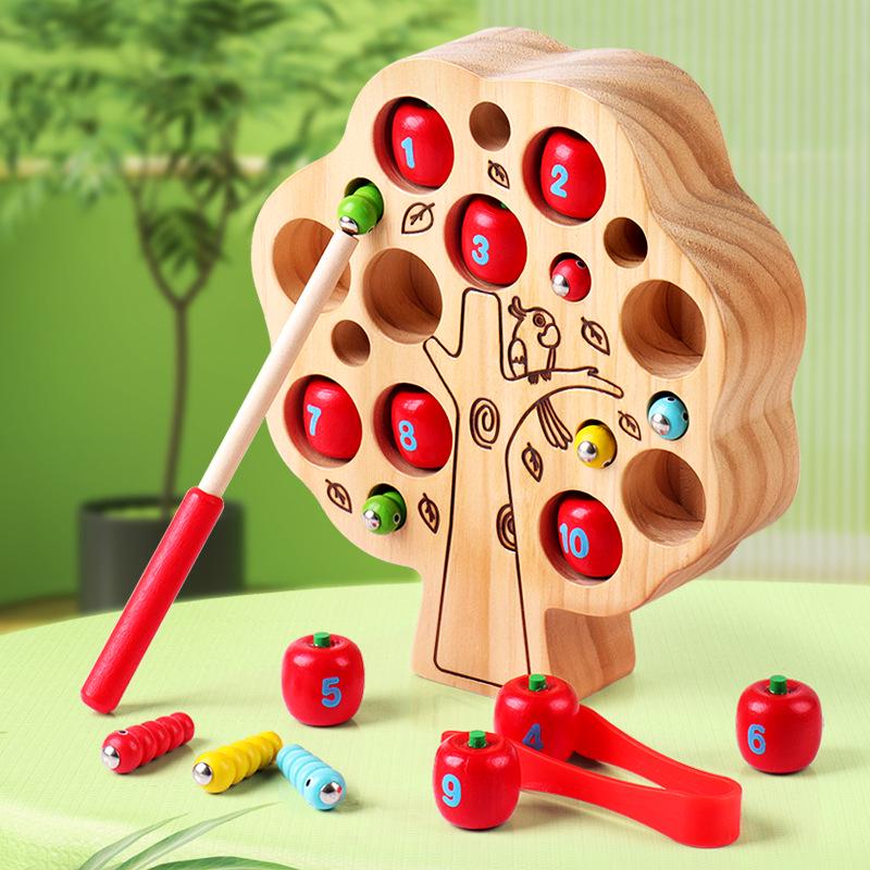 

Magnetic Fishing & Bug Catching Wooden Blocks Game for Kids