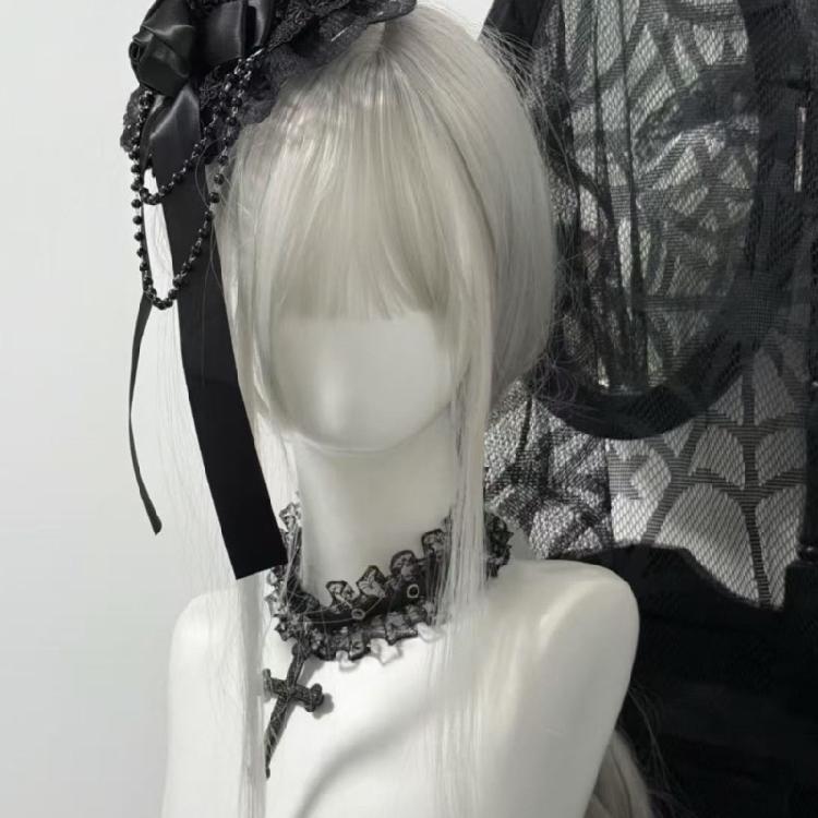Lace Headpiece Gothic Lolitas Headwear Subcultures Hair Accessories Rose Bead Chain Headdress Top Hat Hair Clips Gifts