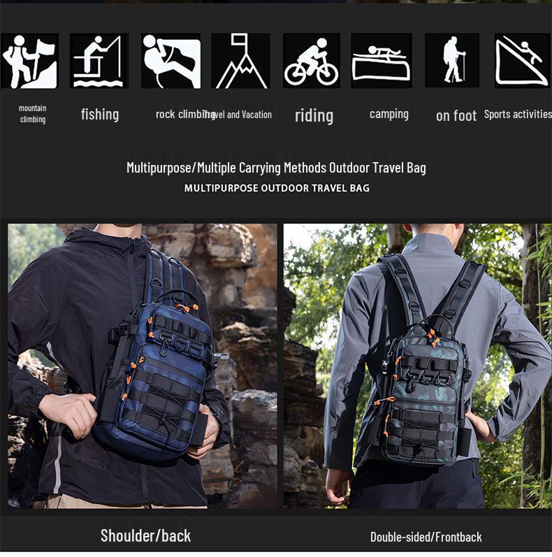 20L Wear-Resistant Oxford Fishing Rod Crossbody Bag