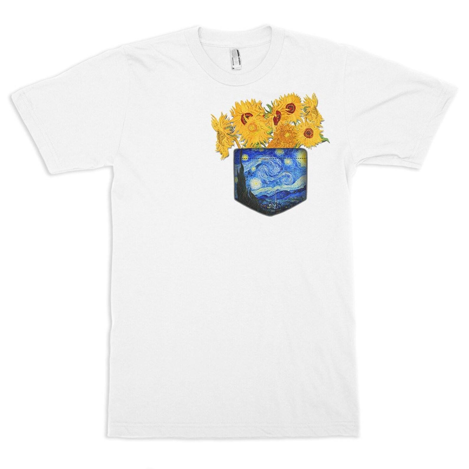 Van Gogh s Sunflowers In a Pocket T-Shirt, Men s and Women s Sizes (drsh-129) L
