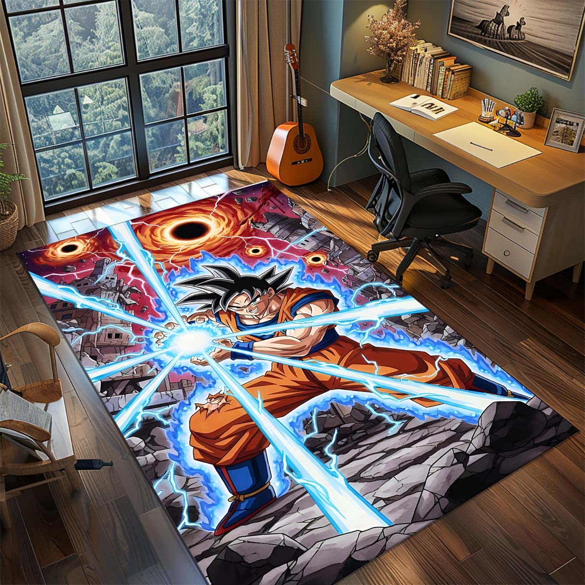 

Dragon Ball Goku Anime Rug Carpet Large Area Rug Non Slip Washable Floor Mat Gamer Room Bedroom Home Decor -QJY 60x90cm