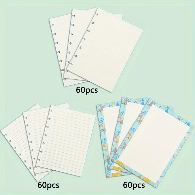 1set/60pcs B7 Handbook Refills, Notebook Loose-leaf Inserts, Handbook Simple Replacement Inserts, 7-hole Loose-leaf Refills