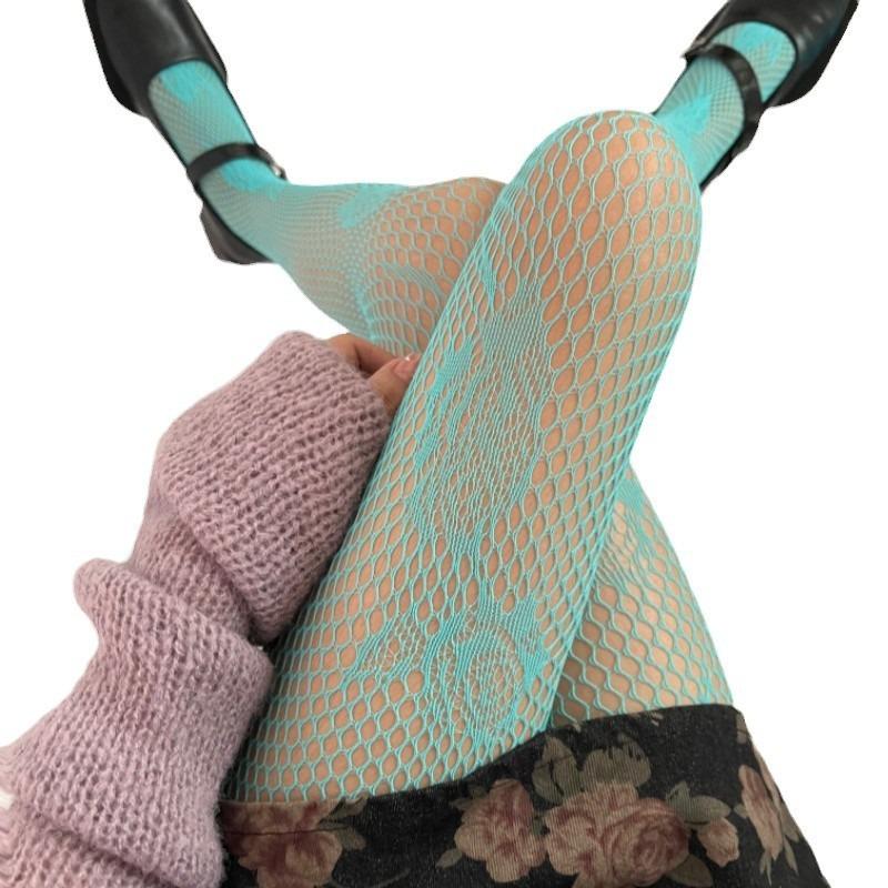 

Fashion Hollow Out Tights for Women Summer Breathable Fishnet Elastic Pantyhose 7 Colors Female JK Sexy Mesh Bottomed Stockings One Size бірюзовий