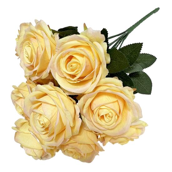 Simulated Roses Bunch Realistic Artificial Roses Faux Rose Bundle with Bendable Stems for Home Decor Parties Weddings Flower Arrangements