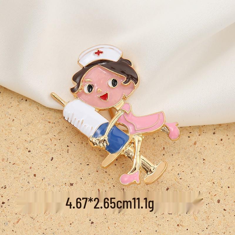 Spilla Medica per Medico e Infermiere Cartone Animato Carino di Fascia Alta: Spilla/Distintivo Decorativo per Foulard di Seta a Goccia d'Olio