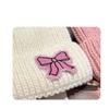 Lace Edge Bow Beanies Hat Solid Color Winter  Knitted Cap Sweet Bow Knitted Pullover Hat  Outdoor