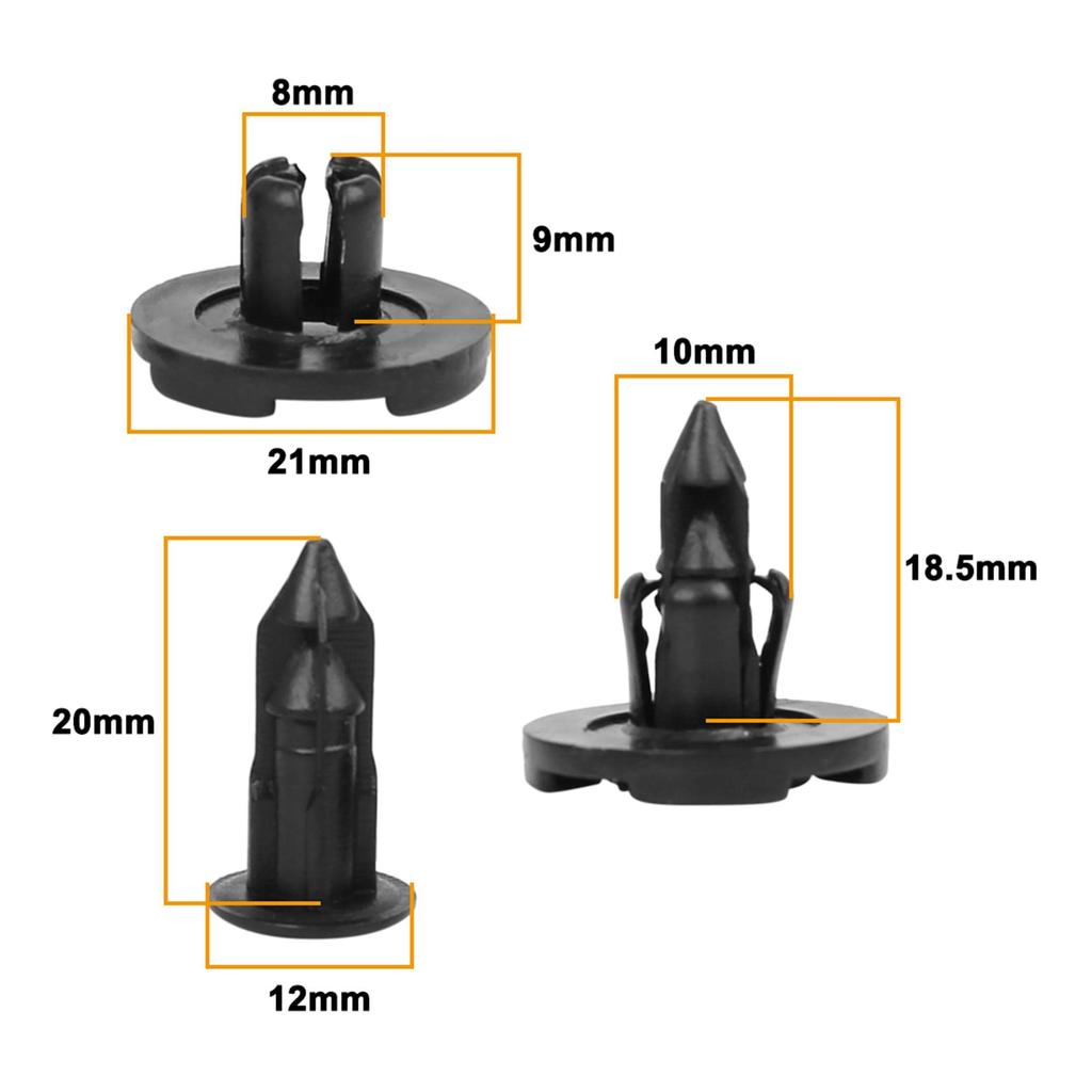 uxcell Rivet Clip Fastener 8mm Hole Diameter Plastic Bumper Black