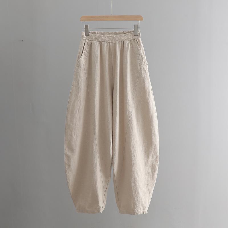 Women's Plus Size Cotton-Linen Zen Tai Chi Pants - 2025 Spring/Summer Retro Style