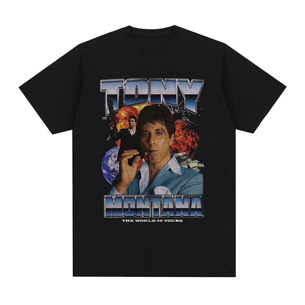 

Classic Movie Scarface T-shirt The World Is Yours Tony Montana Al Pacino Graphic T-shirts Men Women Vintage Gothic T Shirts Tops S разноцветный