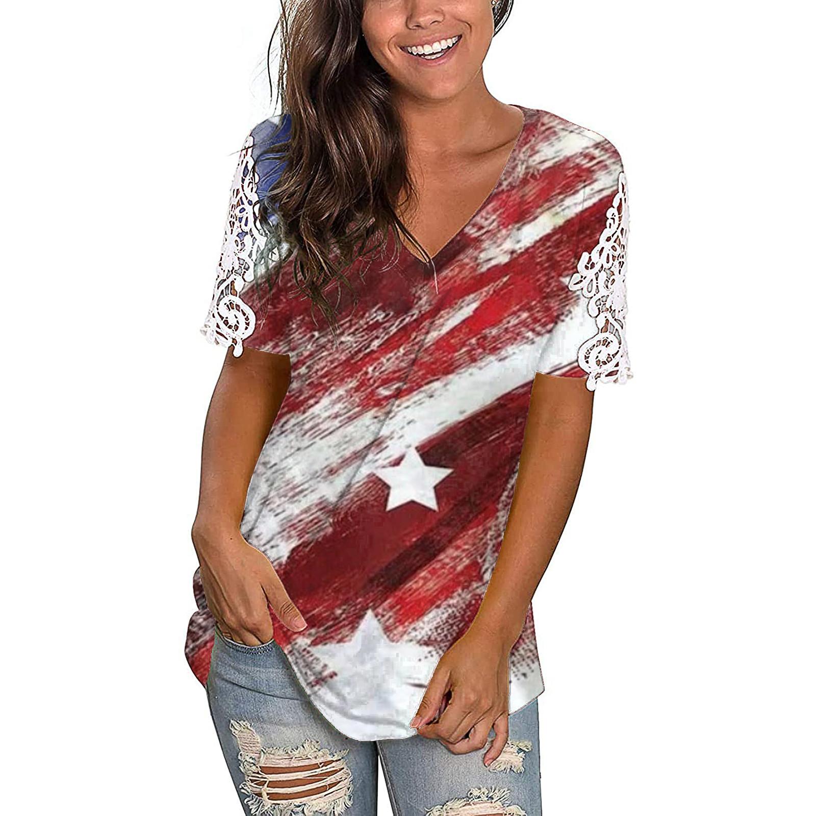 

Women s Fashion Letter Button Lace Decorate Short Sleeve Casual Loose Top XL белый