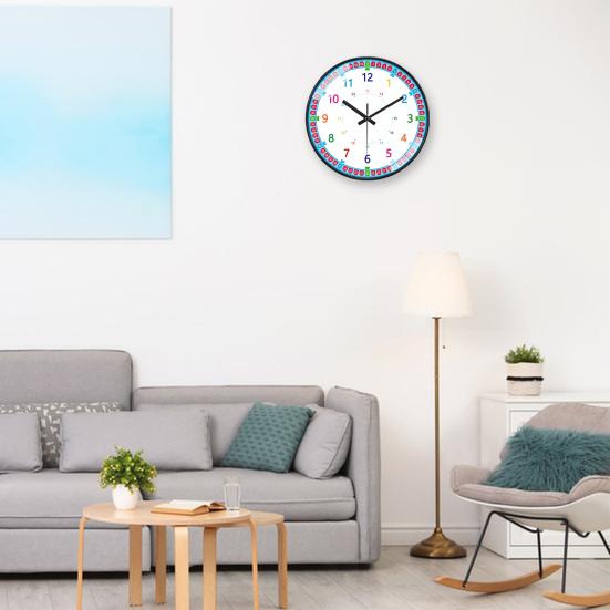 Colorful Silent Wall Clock Bedroom Classroom Playroom Teach Time Telling Skills Clock for Kids Room Decor