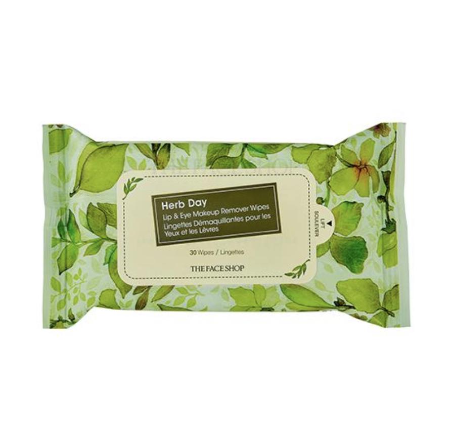 

THE FACE SHOP Herb Day Средство для снятия макияжа с губ и глаз 30 салфеток * 2 шт.