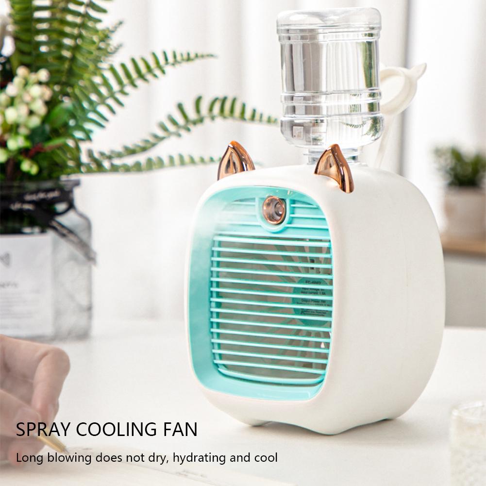1200mAh Desk Misting Fan USB Rechargeable Water Cooling Fan Adjustable Grid Desktop Air Cooler Replaceable Water Tank Indoor Use