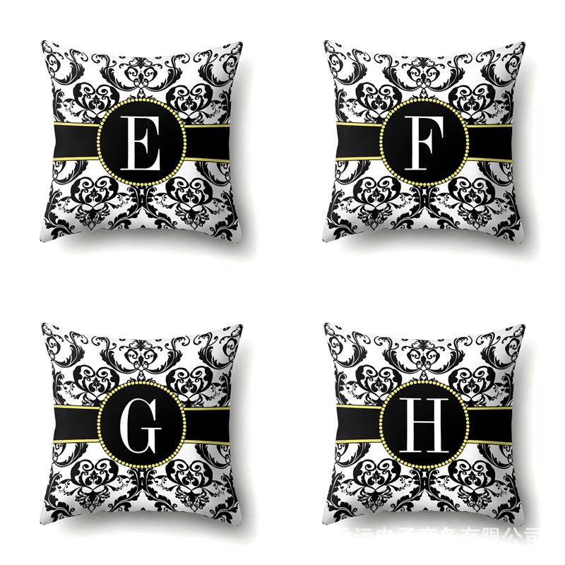 Polyester Pillow Case Home Decoration Geometric Print 26 English Letters Bedside Cushion Cover
