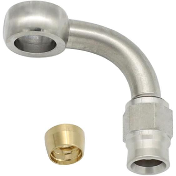 Stainless Steel 90 Degree Brake Hose End Fitting Banjo Eye Hole Diameter 10.2mm M10 to AN3 PTFE Brake Hose Line With Brass Olive