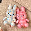 Vintage Plaid Miffy Bunny Plush Keychain Soft Fluffy Cartoon Rabbit Keyring Portable Nijntje Handbag Backpack Pendant Girly Gift