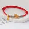 Adjustable Zodiac Goat Braided Bracelet Gold Plated Charm  Braided Rope Bracelet  Chinese Style Beads Womens