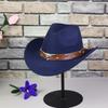 Hot-selling autumn and winter woolen felt hat men's and women's curved-brimmed jazz hat fashion bull's head accessories Tibetan denim top hat