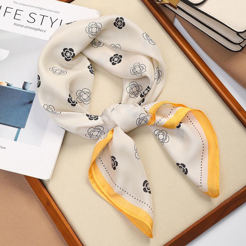 70cm Versatile Fashionable Mulberry Imitation Silk Scarf for Middle-Aged & Elderly - Summer Neck Protection