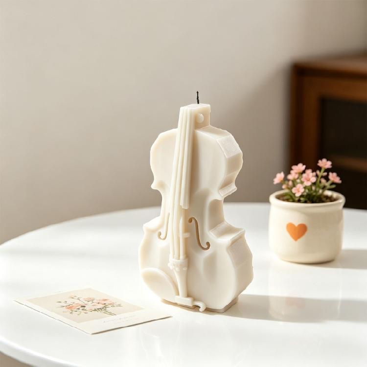 Violin Shape Silicone Molds Temperature Resistant Multipurpose Silicone Candle Mould for Epoxy Resin Candle Soap Making