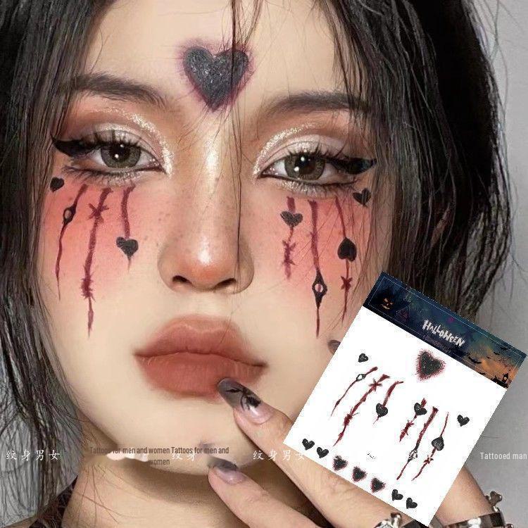 Halloween Kids' Waterproof Cartoon Tattoo Stickers - Cute Pumpkin, Ghost, and Skull Designs for Face Makeup