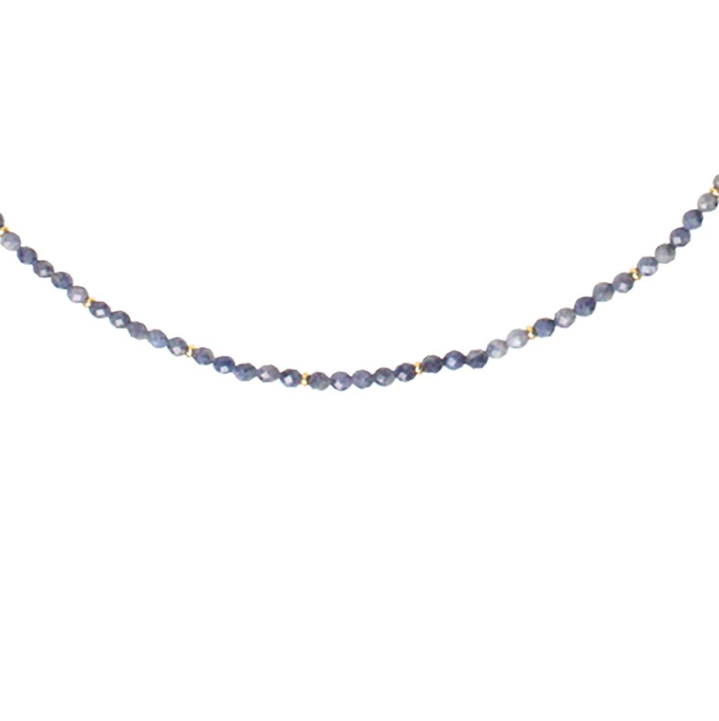 Bien Vetu 3Mm Carved Sapphire Gold Ring Layered Necklace