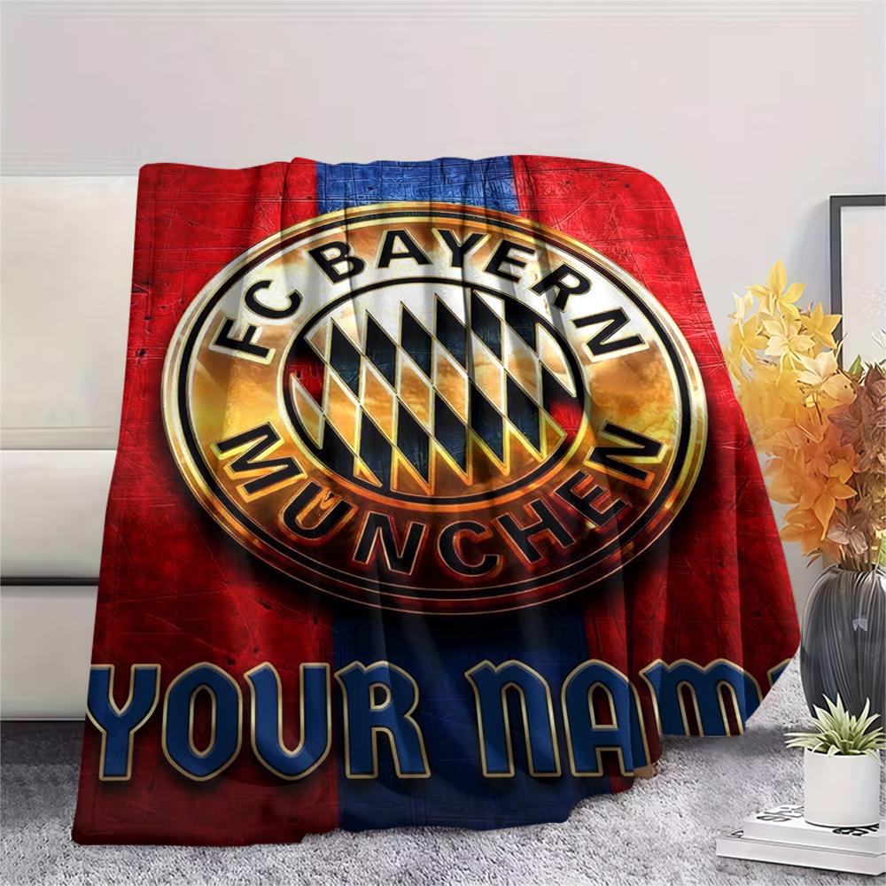 1PC Custom Name Bayern Munich Patterned Flannel Blanket Suitable For All Seasons for Home Decor Warmth and Comfort Gifts Holiday Present