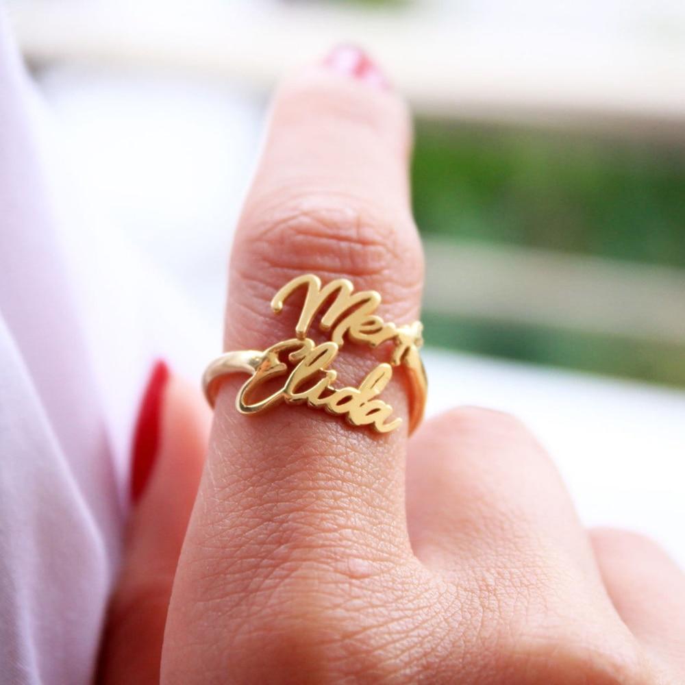 

Personalized Adjustable Double Name Couple Rings Stainless Steel Custom Two Names Birthday Jewelry Men /Women For Women Present GiftBirthday Gift Idea