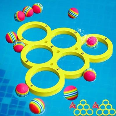 1 Set Eva Throwing Circle Fun Splash Water Sports Floating Pool Game Toy With 10/12 Rainbow Balls Throwing Game Water Sports