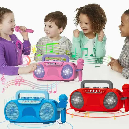 Kids Singing Machine Toy with Microphone LED Light Toddlers Boys Girls Multi-functional Mini Karaoke Machine Music Player Toy