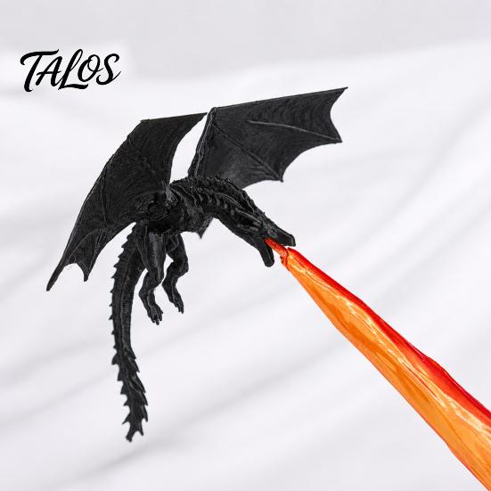 Feuerspeiende Drachenfigur für Schreibtisch Bücherregal Dekoration, 3D-gedruckter Drache, Fantasy Flug Sammlerstücke Thema Dekorationen Skulptur Haus