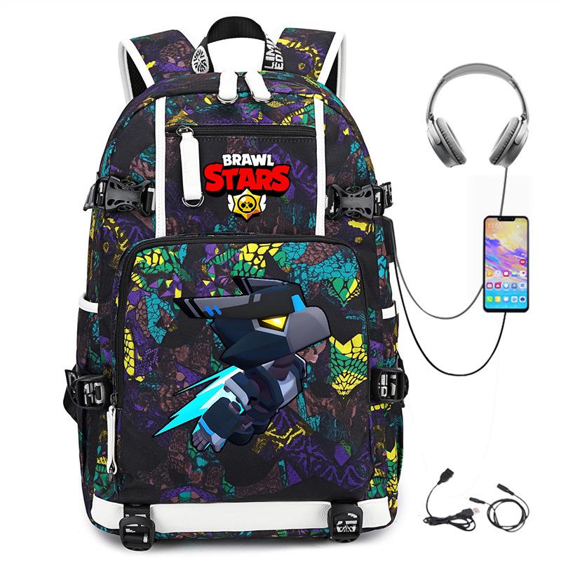 Brawl Stars Peripheral With Usb Backpack Student Outdoor Travel Large Capacity Mountaineering Bag