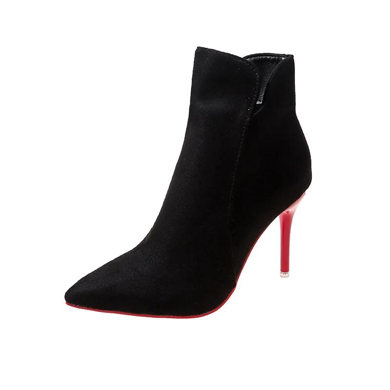Fashion New Women's Autumn Winter Ankle Boots with Pointed Tips Thin Heels Plus Size 43 Fashion Suede Women's Boots