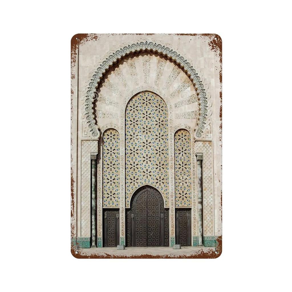 Islamische Beige Landschaft Kunst Poster Drucke Moschee Marokko Wand Metall Zeichen Böhmen Bild für Wohnzimmer Kaffee Bar