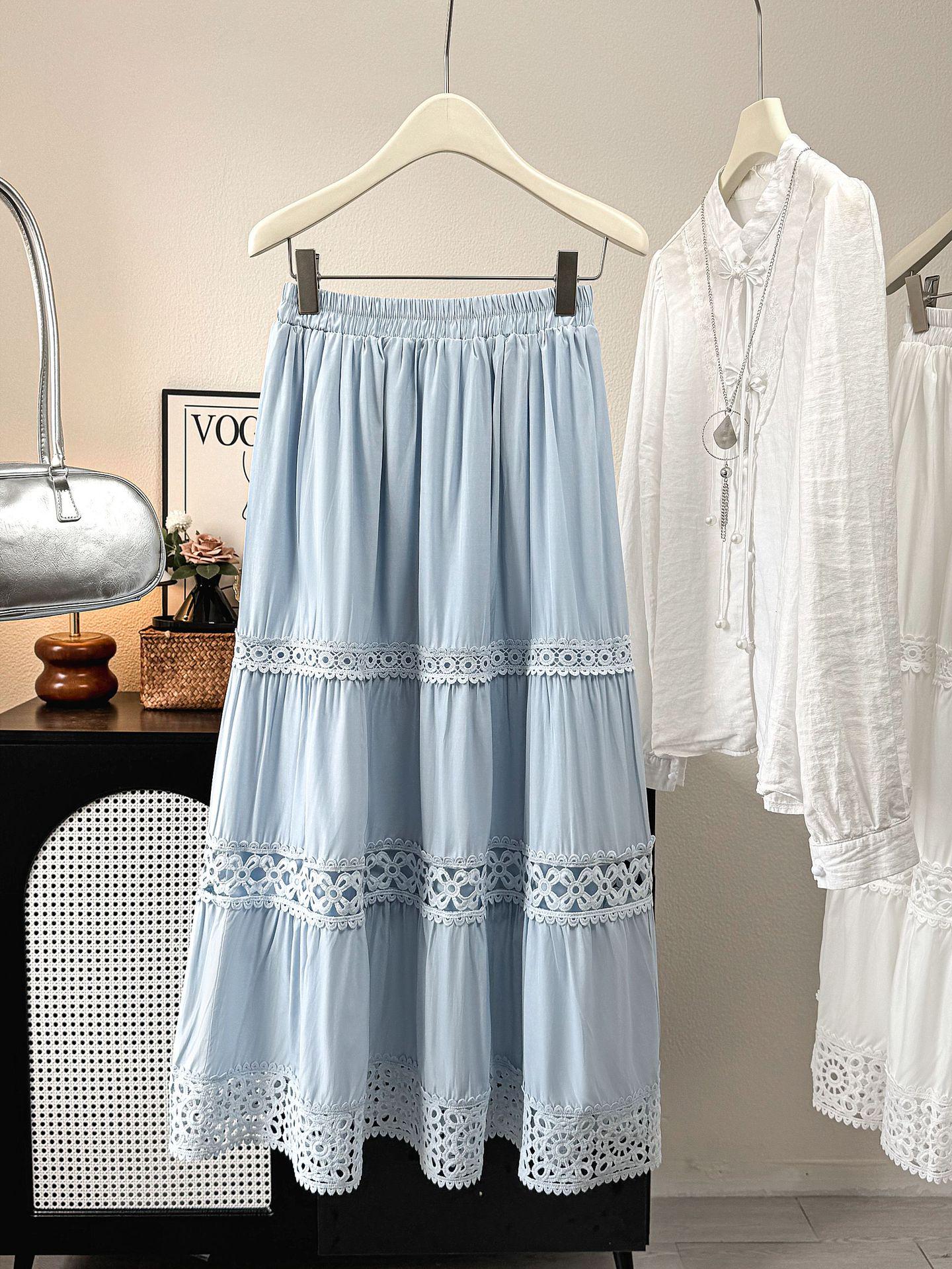 

Elegant Hollow Crochet Patchwork A-Line Skirt - Spring/Summer 2026 Collection. One Size синій