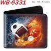 Sports Ball Bifold Wallet Football Basketball Rugby Pattern Student Coin Purse Card Holder Leather Short 1pcs