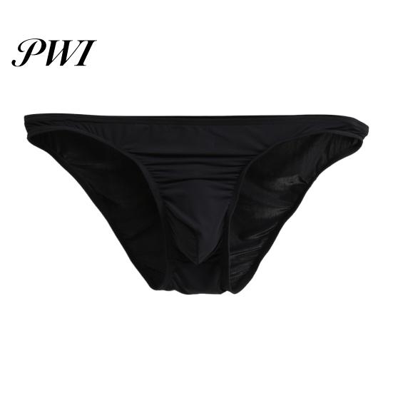 Solid Color Briefs Men Summer 3D U-convex Low-rise Underwear Thin Panties Three-dimensional Pouch Moisture-wicking