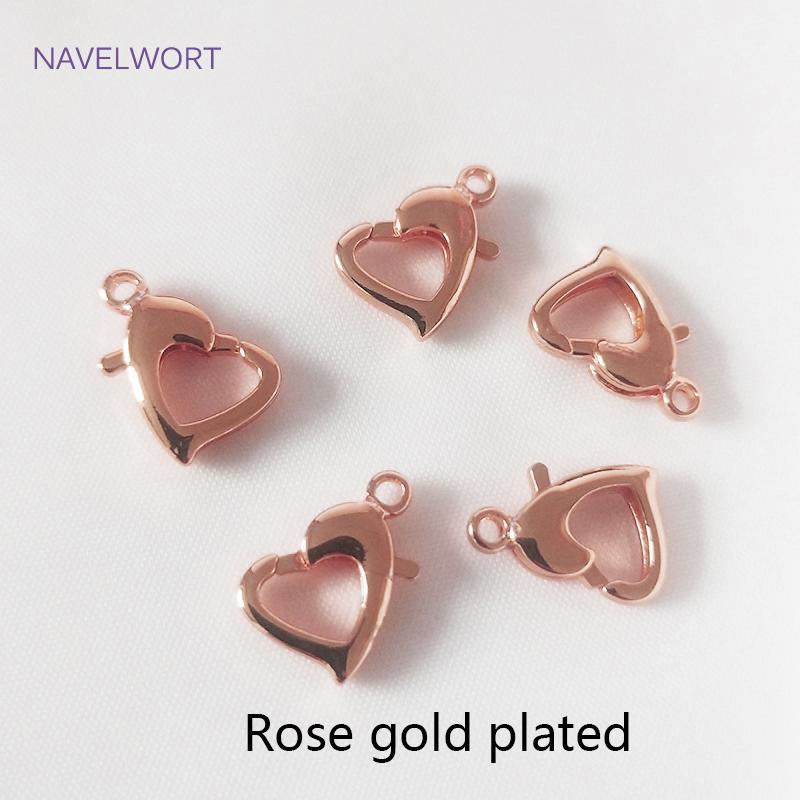 Fashion 14K/18K Gold Plated Heart Lobster Claw Clasp High Quality Brass Metal Lobster Clasps Extension Chains Wholesale