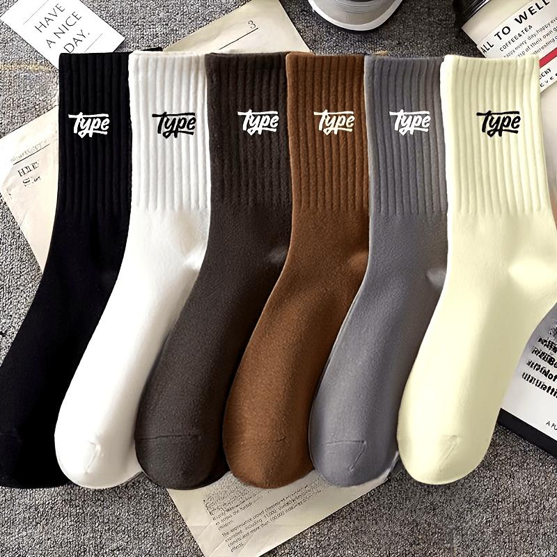 Men'S Fashion Simple Anti-Odor and Sweat Absorbing Crew Socks, Comfortable and Breathable Socks, Suitable for Daily and Outdoor Wear Sweat-Resistant